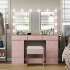 11-Drawer Hollywood Mirror Vanity Table DT001