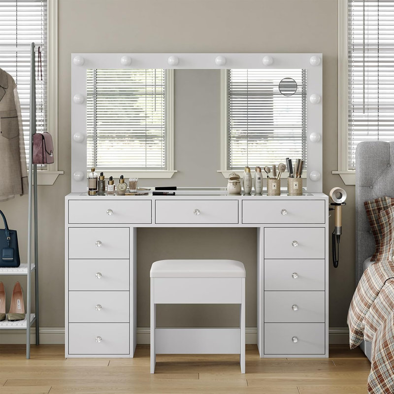 11-Drawer Hollywood Mirror Vanity Table DT001