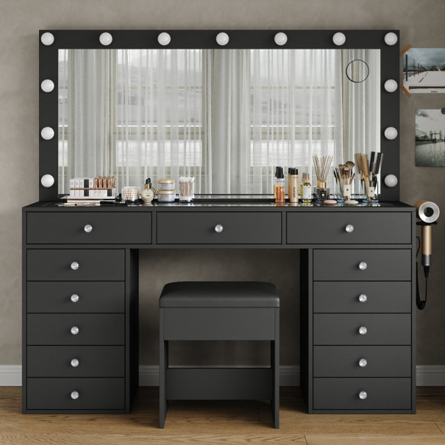 13-Drawer Hollywood Mirror Vanity Table DT002