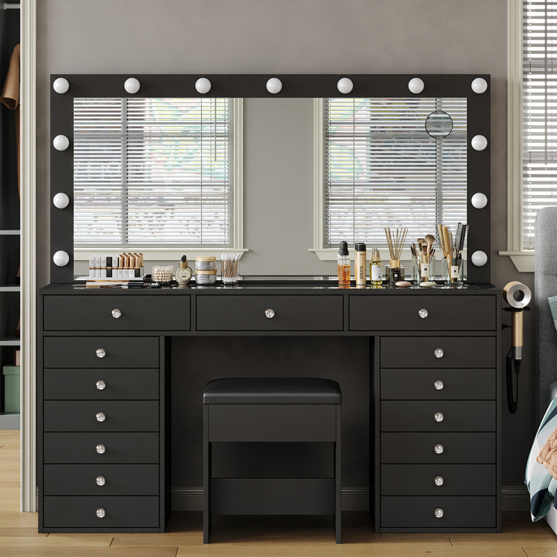 15-Drawer Hollywood Mirror Vanity Table DT003