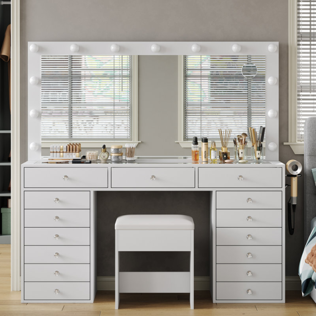 15-Drawer Hollywood Mirror Vanity Table DT003