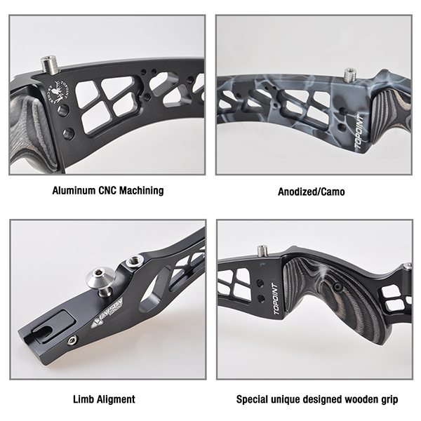 TOPOINT ARCHERY UNISON Aluminum CNC Milling Recurve Bow Riser 25" Targeting Takedown Recurve Bow Riser Right Handed ILF Device for Archery Bow Targeti