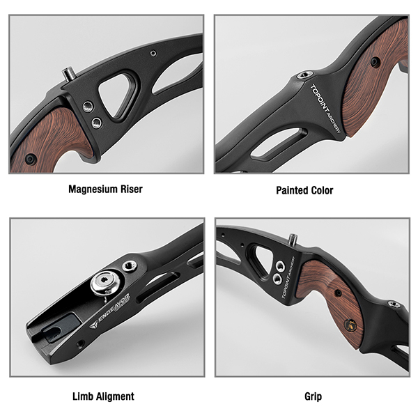 TOPOINT ARCHERY ENDEAVOR 25" Archery Recurve Bow Riser ILF Device Wooden Grip Takedown Bow High Strength Magnesium Alloy Bow Riser For Outdoor Trainin