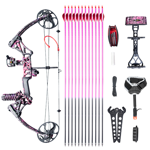 TOPOINT ARCHERY M1 Compound Package for Women,19”-30” Draw Length,10-50Lbs Draw Weight,Hunting Bow for Girls,Muddygirl Color