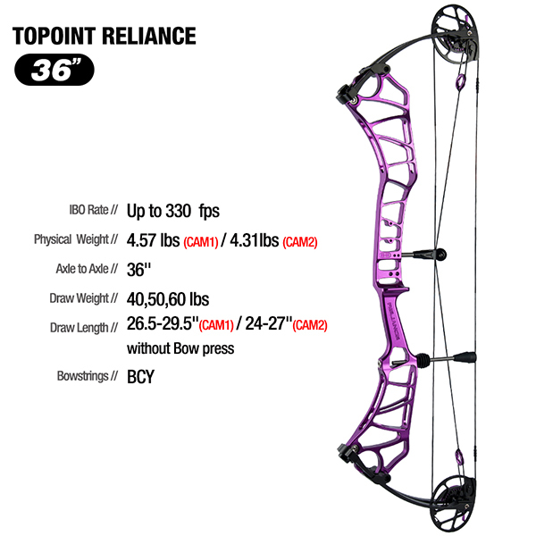 TOPOINT ARCHERY Reliance Teenager Target Compound Bow, Axle-Axle 36'',DW30-40/40-50LB/50-60LB,DL24-27''/26.5-29.5''