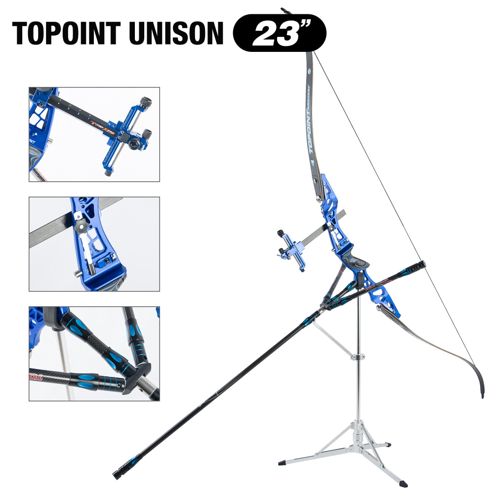 TOPOINTARCHERY Unison 23 Inch ILF Recurve Bow for Competition Target Shooting Aluminum CNC Milling Recurve Bow Riser Right Handed ILF Device for Arche