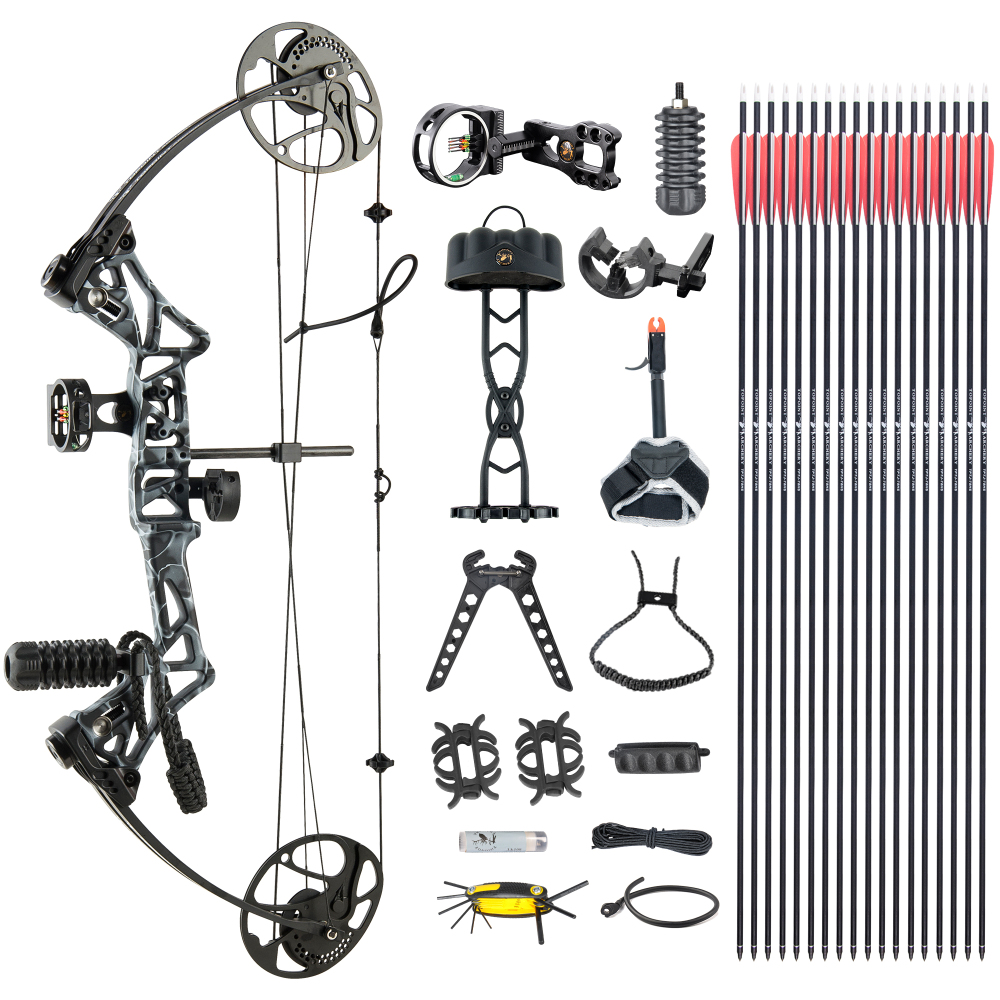 TOPOINT ARCHERY M1 Compound Bow Package , 19"-30" Draw Length,19-70Lbs Draw Weight,320fps IBO LIMBS MADE IN USA