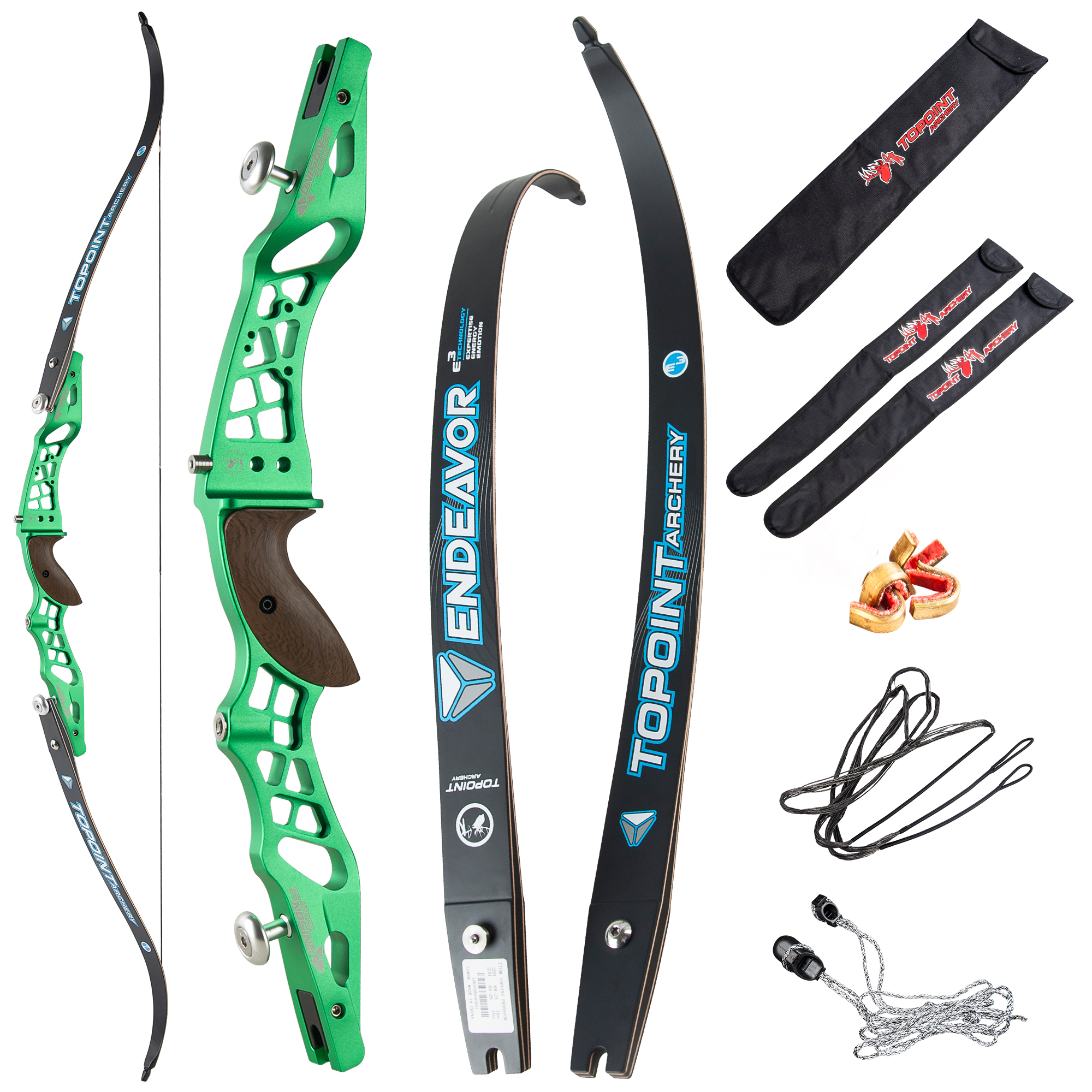 TOPOINT ARCHERY 62" Recurve bow Set Beginners,Youth&Kids,Young Teens Bow,CNC milling Unison 21 Risers and Endeavor 66"/16lbs ILF Limbs,Takedown Recurv