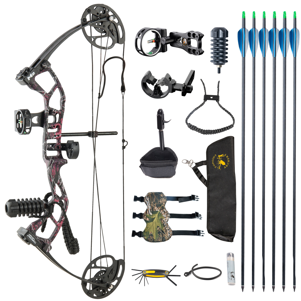 TOPOINT ARCHERY M2 Junior Compound Bow Set Beginners,Youth&Kids Bow Women Bow 17"-27" Draw Length,10-40Lbs Draw Weight,290fps IBO, Limbs Made in USA,B