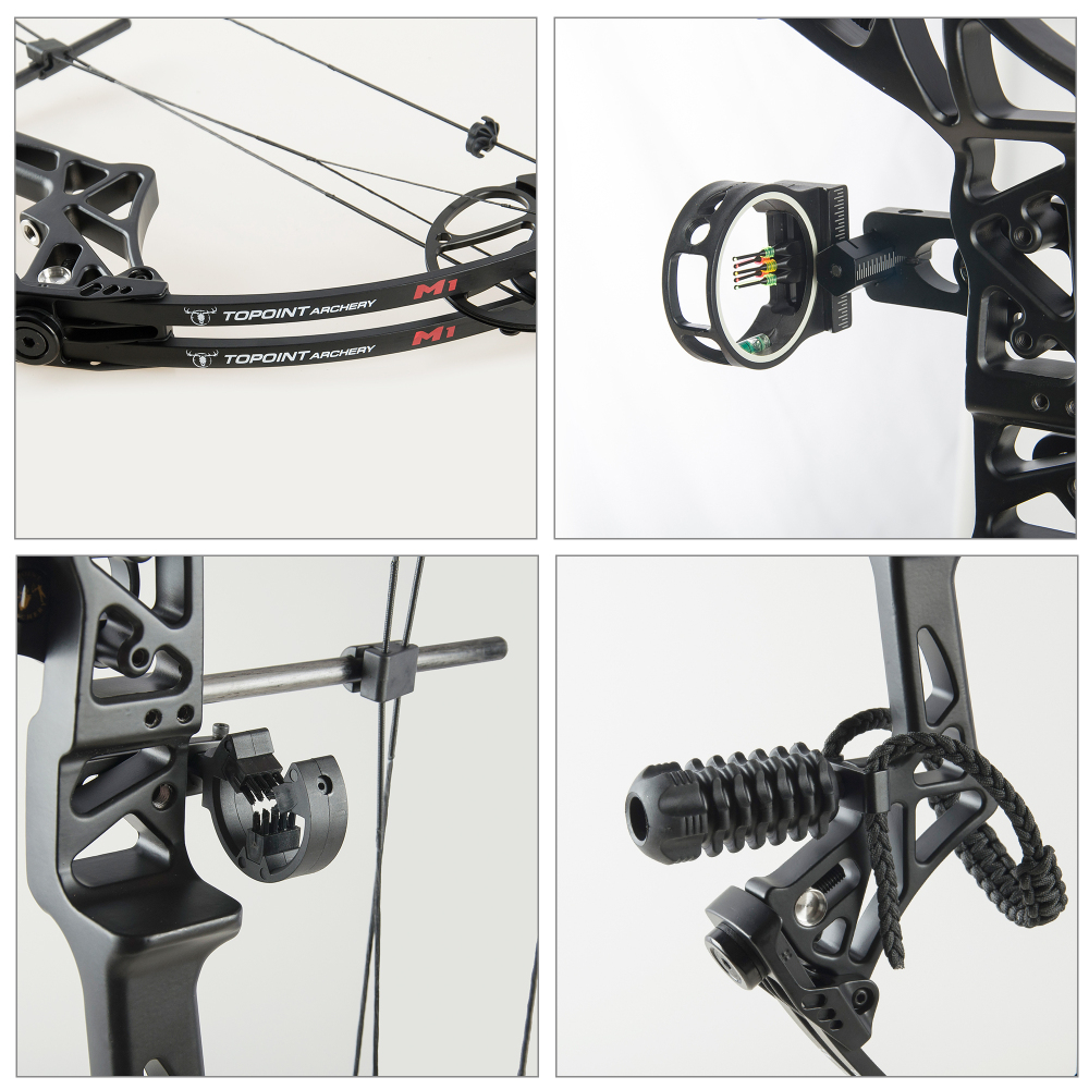 TOPOINT ARCHERY M1 Compound Bow Package , 19"-30" Draw Length,19-70Lbs Draw Weight,320fps IBO LIMBS MADE IN USA