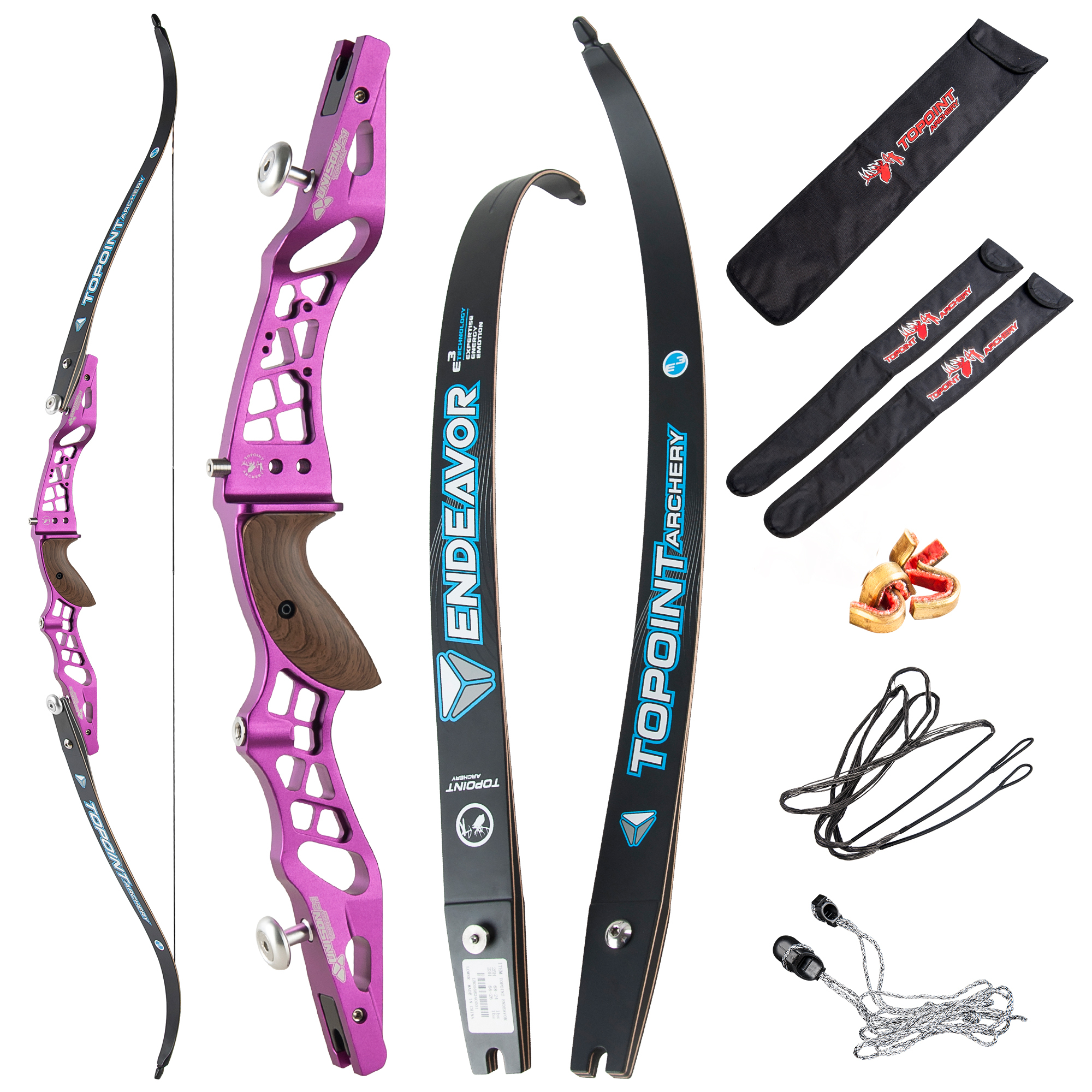 TOPOINT ARCHERY 62" Recurve bow Set Beginners,Youth&Kids,Young Teens Bow,CNC milling Unison 21 Risers and Endeavor 66"/16lbs ILF Limbs,Takedown Recurv