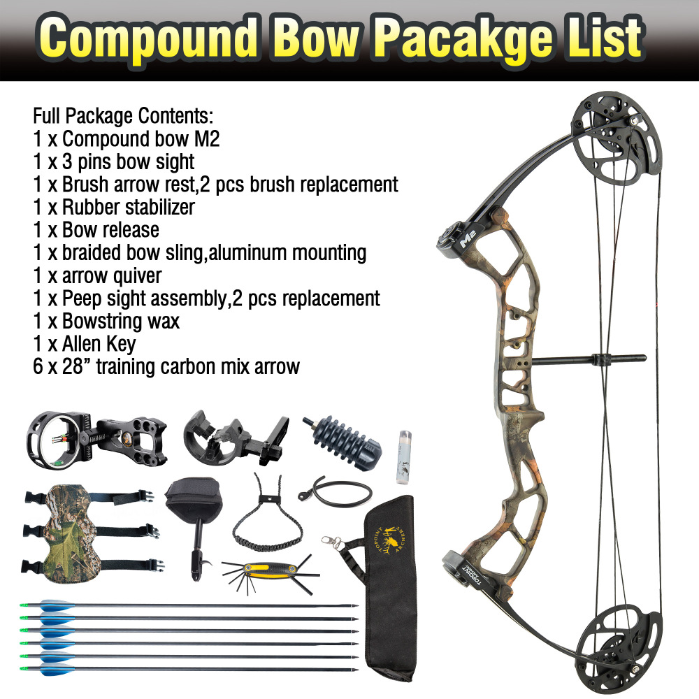 TOPOINT ARCHERY M2 Junior Compound Bow Set Beginners,Youth&Kids Bow Women Bow 17"-27" Draw Length,10-40Lbs Draw Weight,290fps IBO, Limbs Made in USA,B