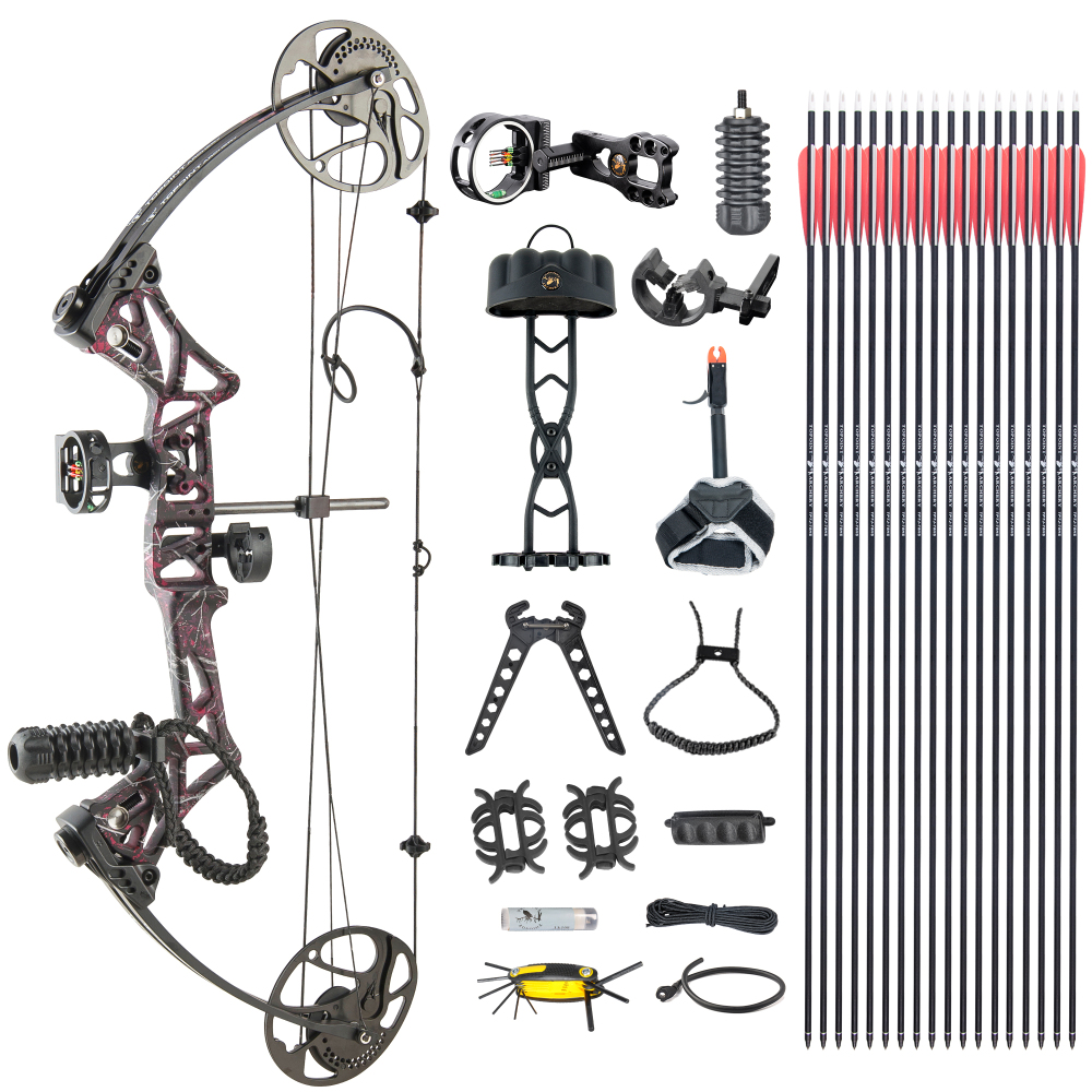 TOPOINT ARCHERY M1 Compound Bow Package , 19"-30" Draw Length,19-70Lbs Draw Weight,320fps IBO LIMBS MADE IN USA