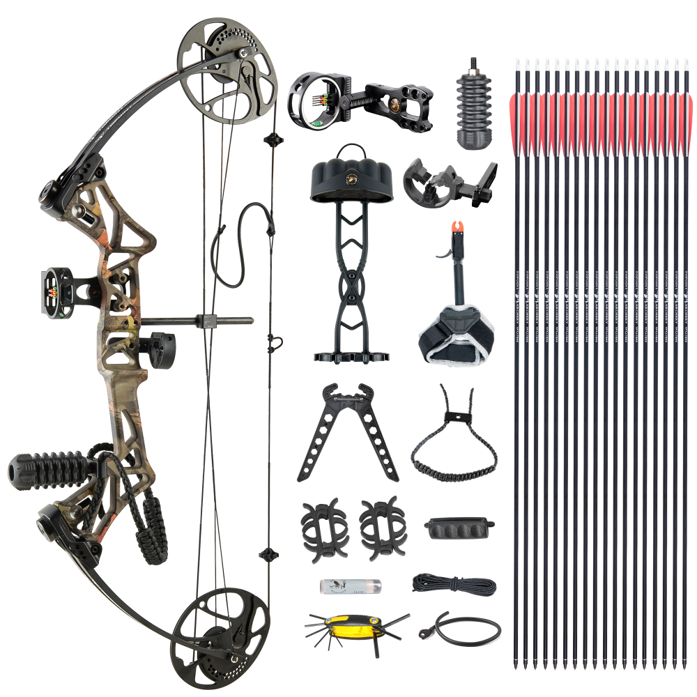TOPOINT ARCHERY M1 Compound Bow Package , 19"-30" Draw Length,19-70Lbs Draw Weight,320fps IBO LIMBS MADE IN USA