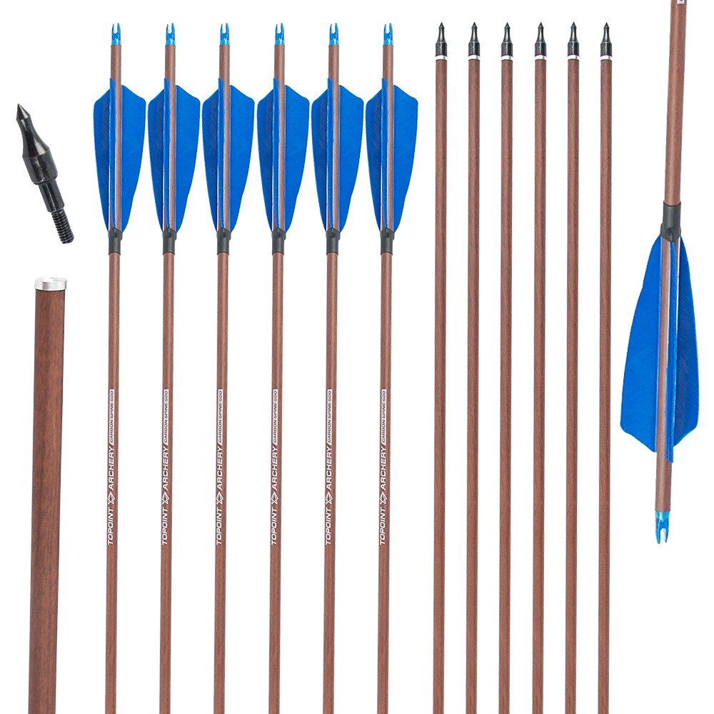 TOPOINT ARCHERY Turkey Feather Wooden Camo Arrows 31 inch
