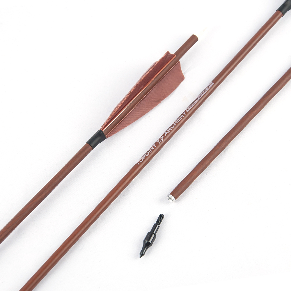 TOPOINT ARCHERY Turkey Feather Wooden Camo Arrows 31 inch
