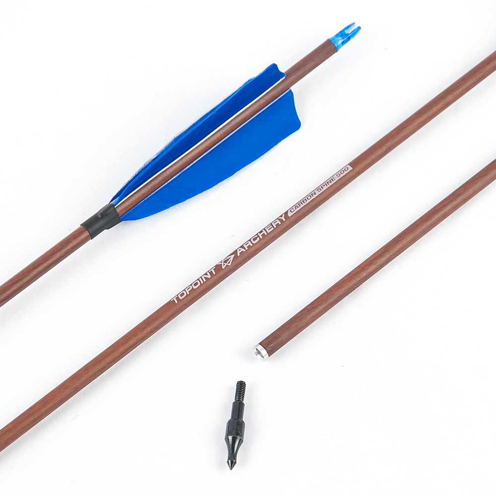 TOPOINT ARCHERY Turkey Feather Wooden Camo Arrows 31 inch