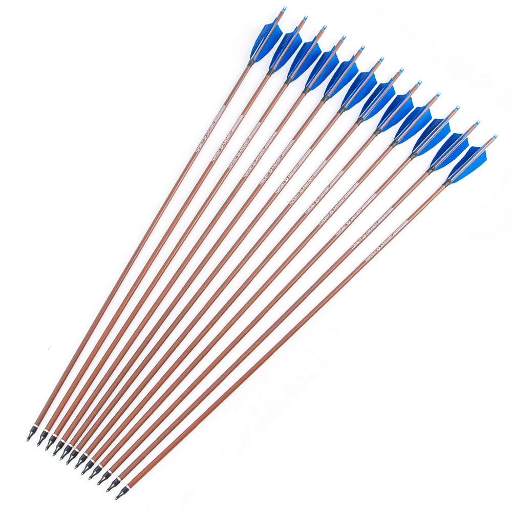 TOPOINT ARCHERY Turkey Feather Wooden Camo Arrows 31 inch