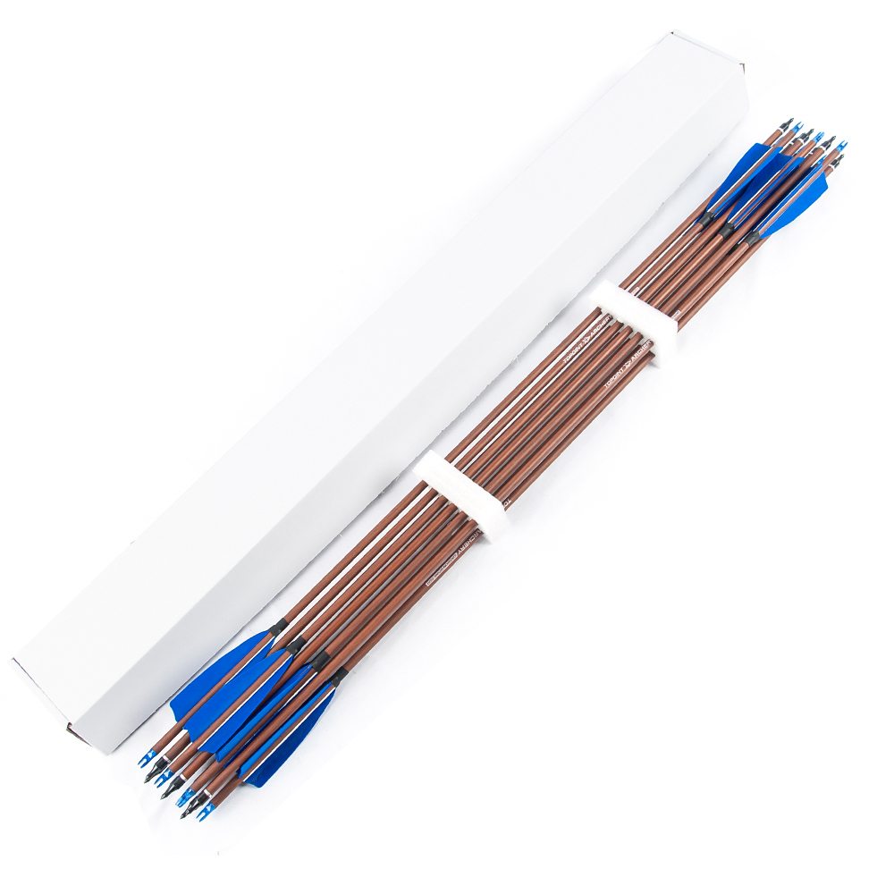 TOPOINT ARCHERY Turkey Feather Wooden Camo Arrows 31 inch