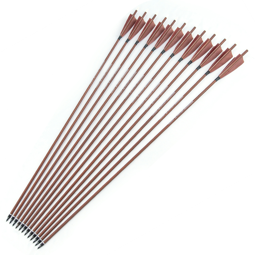 TOPOINT ARCHERY Turkey Feather Wooden Camo Arrows 31 inch