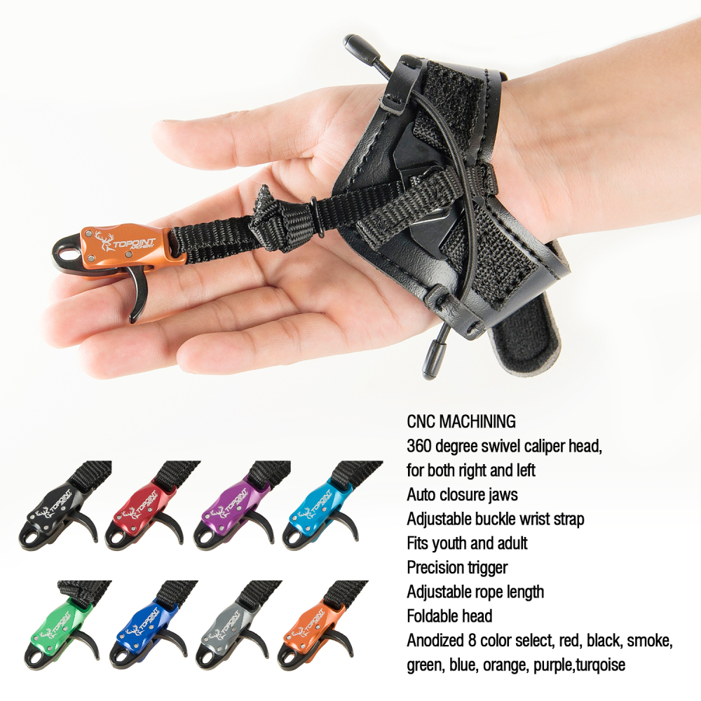 TOPOINT ARCHERY TP435 Archery Compound Bow Release Aid Strap with Buckle Foldback Design Shooting Wristband Hunting Accessories 8 Colors Can Be Select