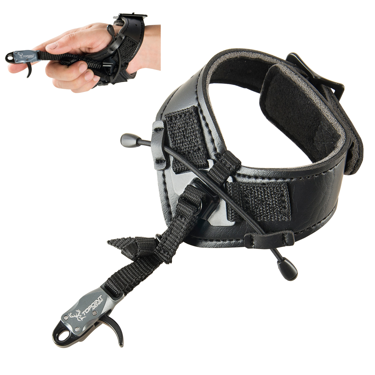TOPOINT ARCHERY TP435 Archery Compound Bow Release Aid Strap with Buckle Foldback Design Shooting Wristband Hunting Accessories 8 Colors Can Be Select