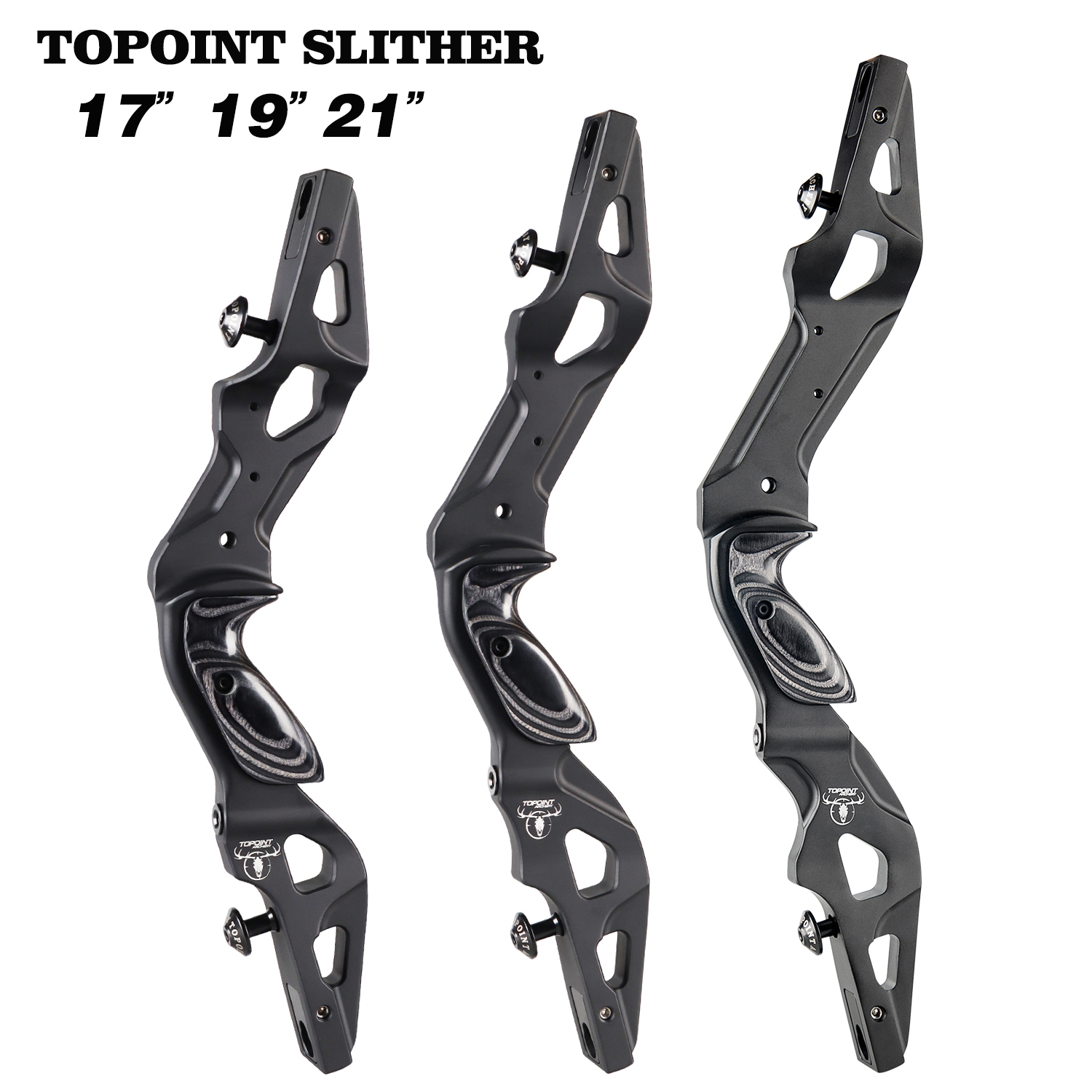TOPOINT ARCHERY SLITHER 17" Recurve Bow Riser Aluminum CNC Machining Bow Riser American Hunting Bow Handle Right Handed for Archery Bow Hunting Target