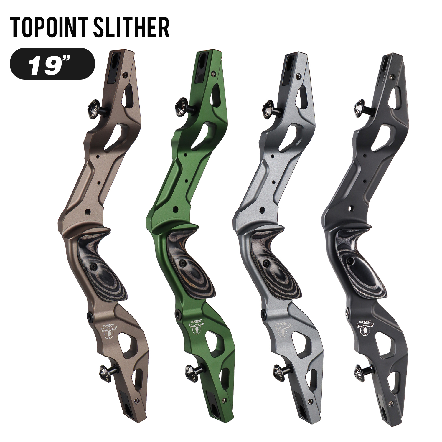TOPOINT ARCHERY SLITHER 19" Recurve Bow Riser Aluminum CNC Machining Bow Riser American Hunting Bow Handle Right Handed for Archery Bow Hunting Target