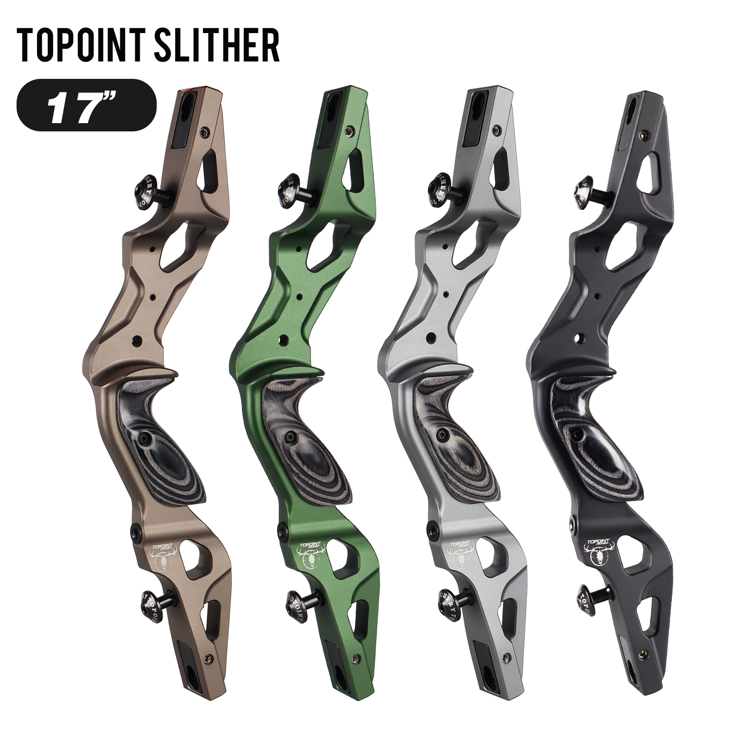 TOPOINT ARCHERY SLITHER 17" Recurve Bow Riser Aluminum CNC Machining Bow Riser American Hunting Bow Handle Right Handed for Archery Bow Hunting Target
