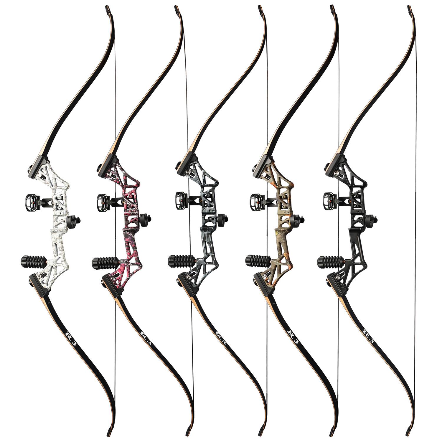 TOPOINT ARCHERY R3 Hunting Recurve Bow and Arrows for Adults,Takedown Recurve Bow Package,Ready to Shoot Archery Kit,40lbs,45lbs,50lbs / Black,Ghost,C