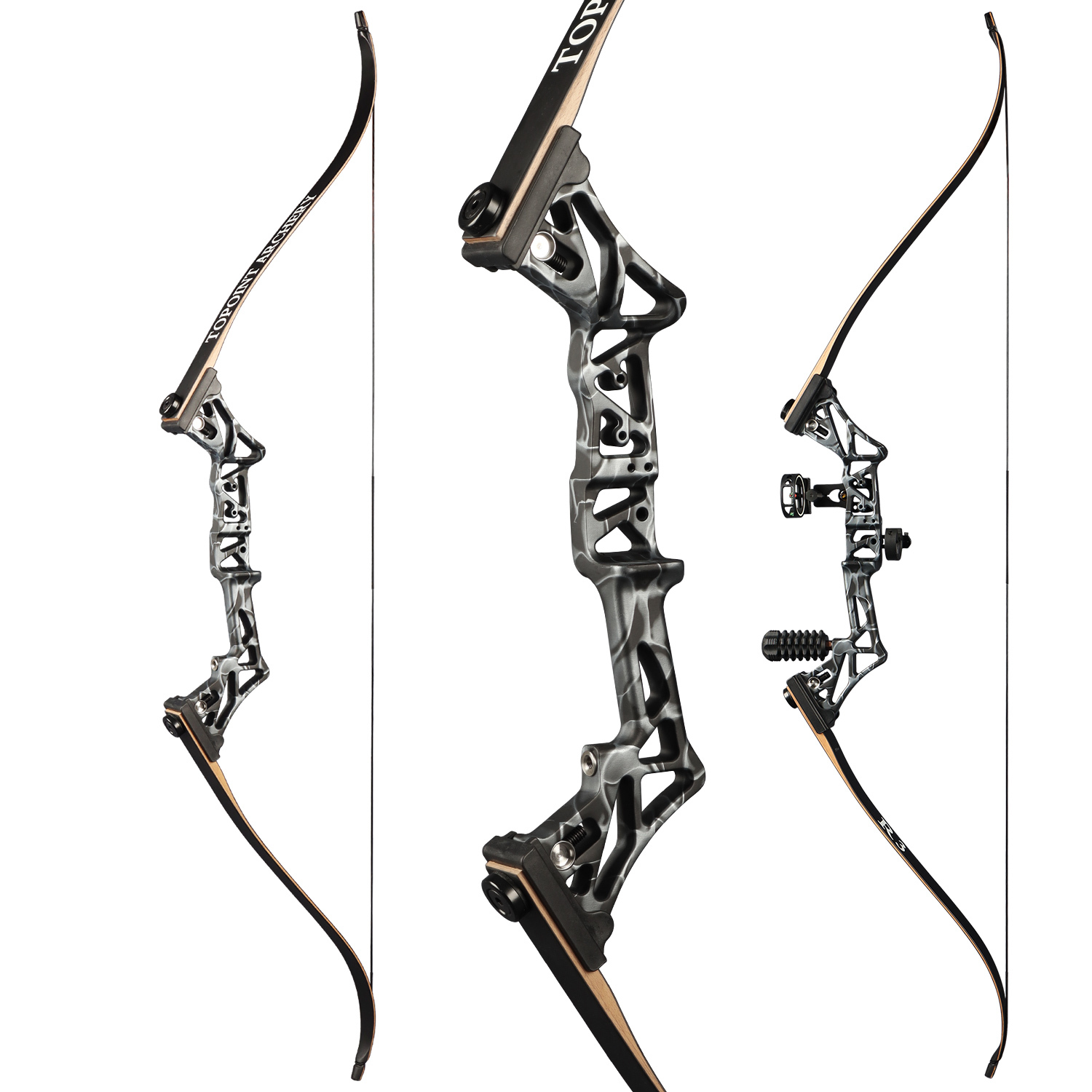 TOPOINT ARCHERY R3 Hunting Recurve Bow and Arrows for Adults,Takedown Recurve Bow Package,Ready to Shoot Archery Kit,40lbs,45lbs,50lbs / Black,Ghost,C