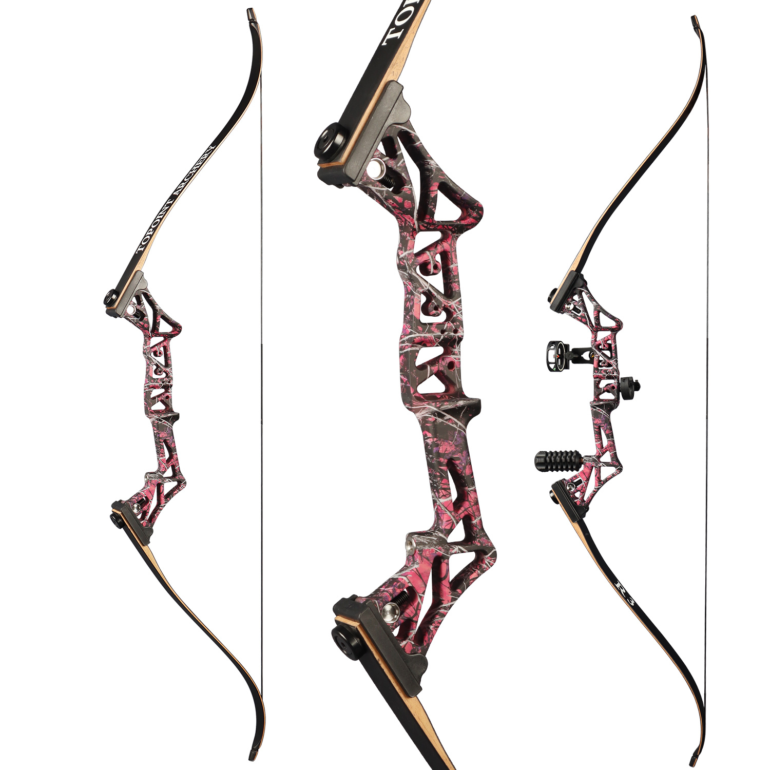 TOPOINT ARCHERY R3 Hunting Recurve Bow and Arrows for Adults,Takedown Recurve Bow Package,Ready to Shoot Archery Kit,40lbs,45lbs,50lbs / Black,Ghost,C