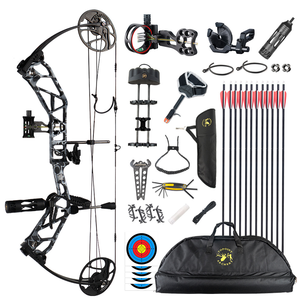TOPOINT ARCHERY T1 Compound Bow Archery Bow For Hunting Draw Length 19-30" Draw Weight19-70Lbs Adjustable Hunting Bow