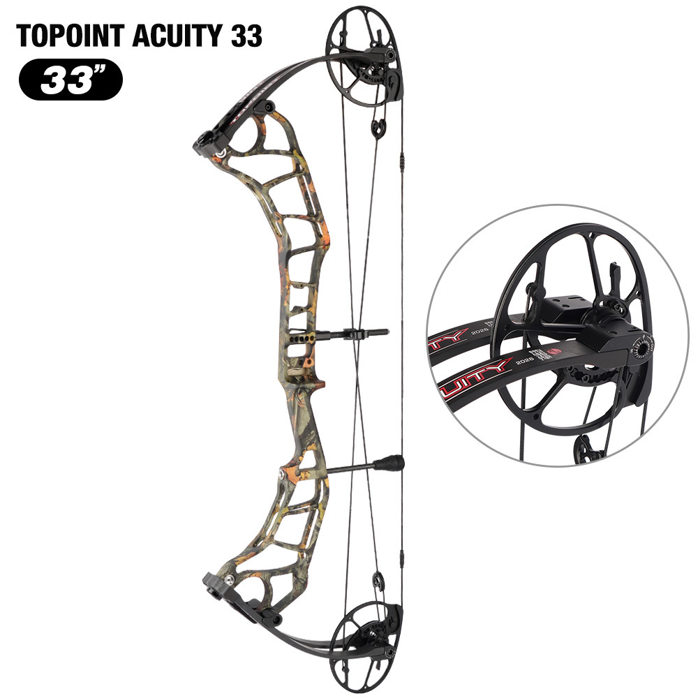 TOPOINT ARCHERY Acuity 33 Compound Bow CNC Milling Riser USA Gordon Composites Limb BCY String Archery Bow Hunting Bow CAM sets move adjustment system