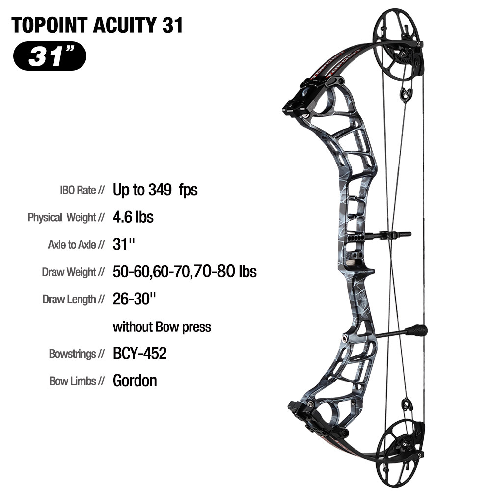 TOPOINT ARCHERY Acuity 31 Compound Bow Hunting Bow CNC Milling Riser USA Gordon Composites Limb Archery Bow