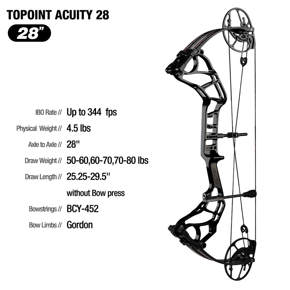 TOPOINT ARCHERY Acuity 28 Compound Bow Hunting Bow CNC Milling Riser USA Gordon Composites Limb BCY String Archery Bow
