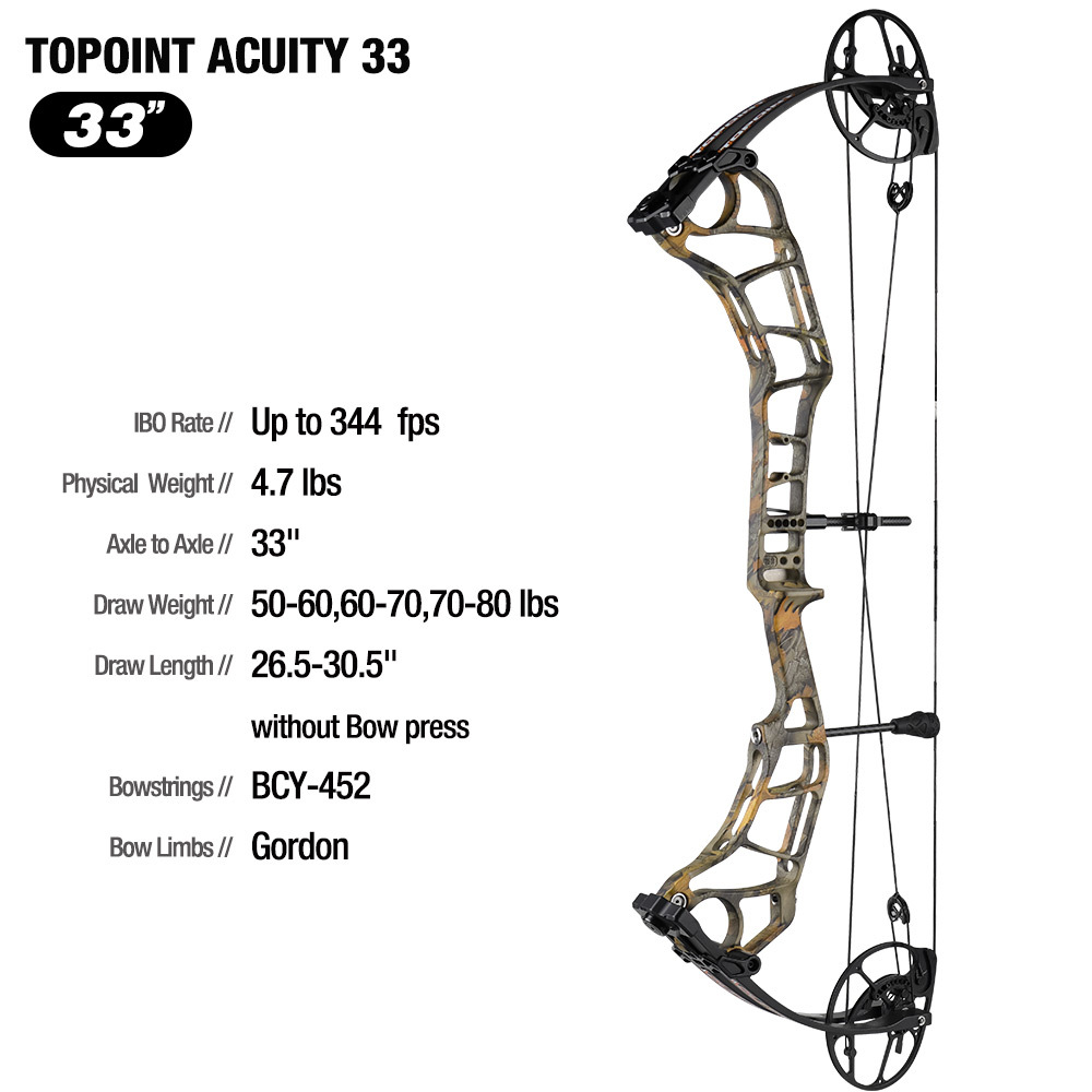 TOPOINT ARCHERY Acuity 33 Compound Bow CNC Milling Riser USA Gordon Composites Limb BCY String Archery Bow Hunting Bow