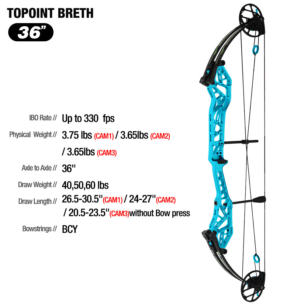 2026 TOPOINT ARCHERY Breth 36  Target Compound Bow, Axle-Axle 36'',DW30-40/40-50LB/50-60LB,DL26.5-30.5''/24-27"/20.5-23.5"