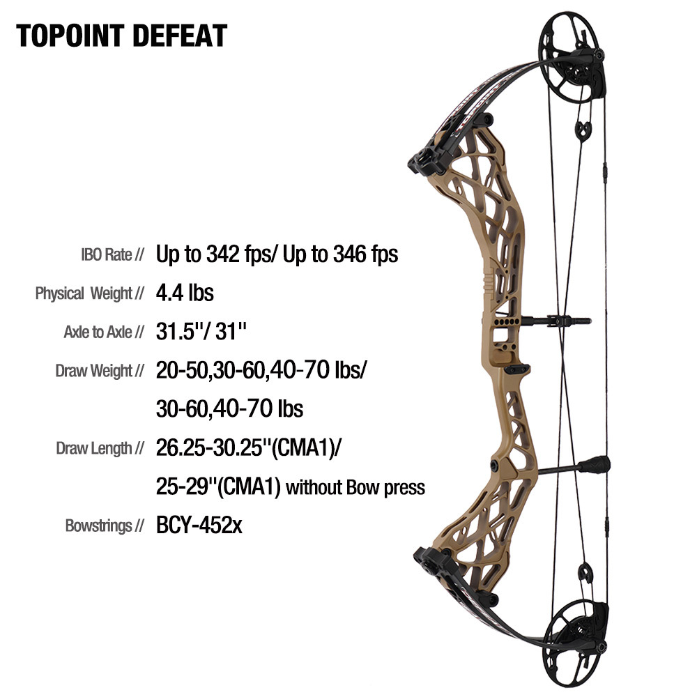 TOPOINT ARCHERY Defeat Compound Bow CNC Milling Riser USA  BCY String Archery Bow Hunting Bow CAM sets move adjustment system