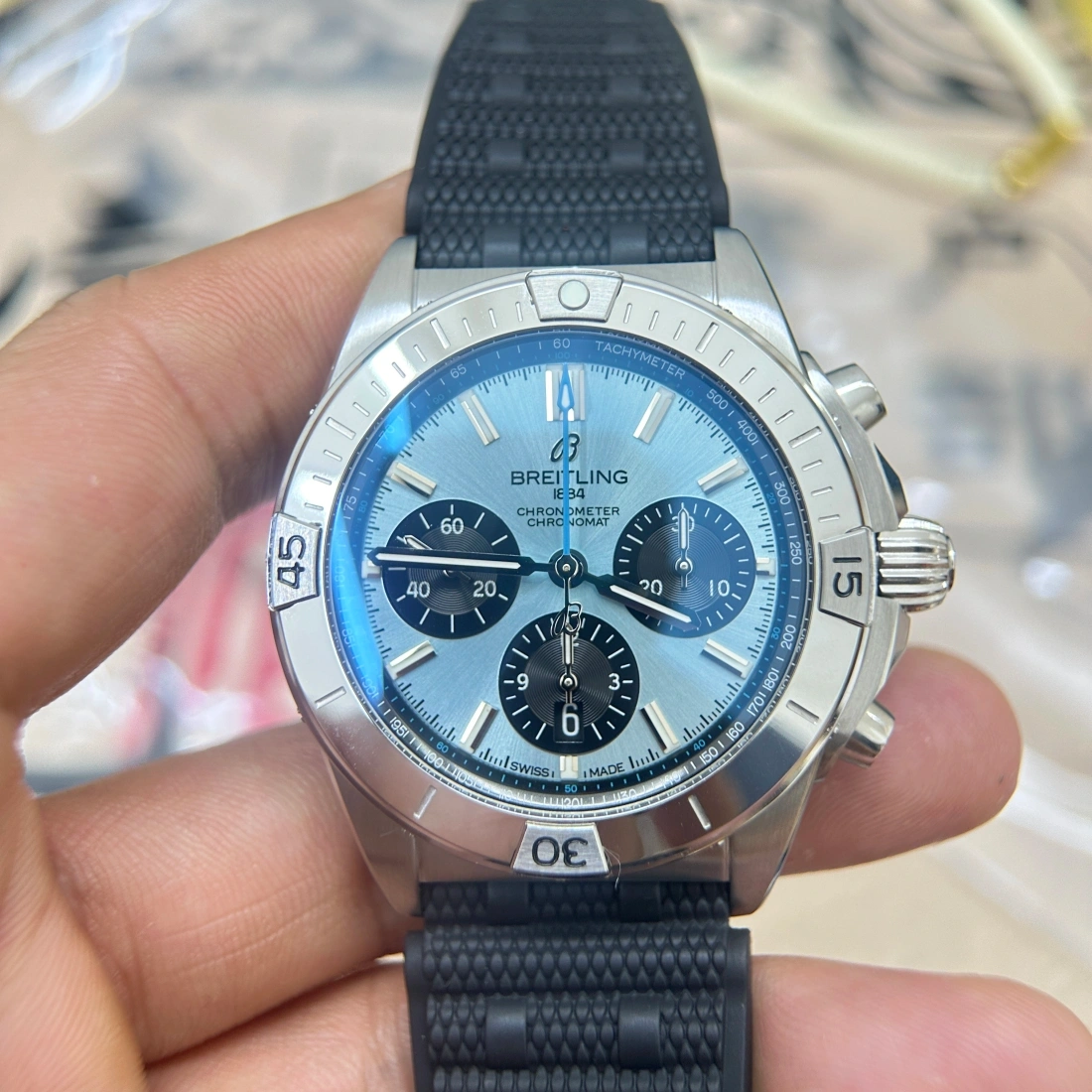BLS factory 廠 BREITLING 百年靈 計時 B01 子彈頭 冰藍面  42MM 7750機芯