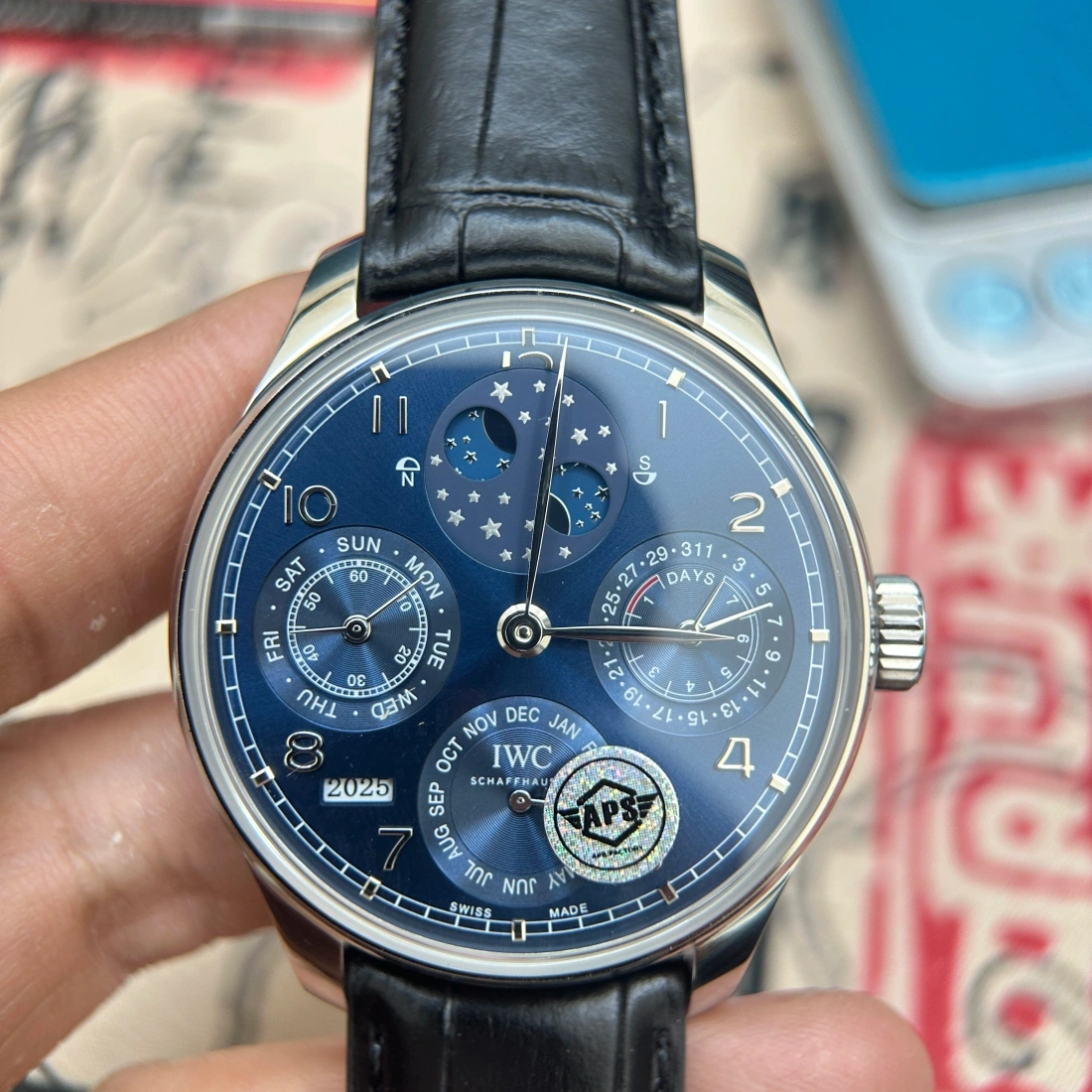 APS廠 IWC 萬國 葡萄牙系列 IW503405 萬年歷 藍面 真功能 香港可面交