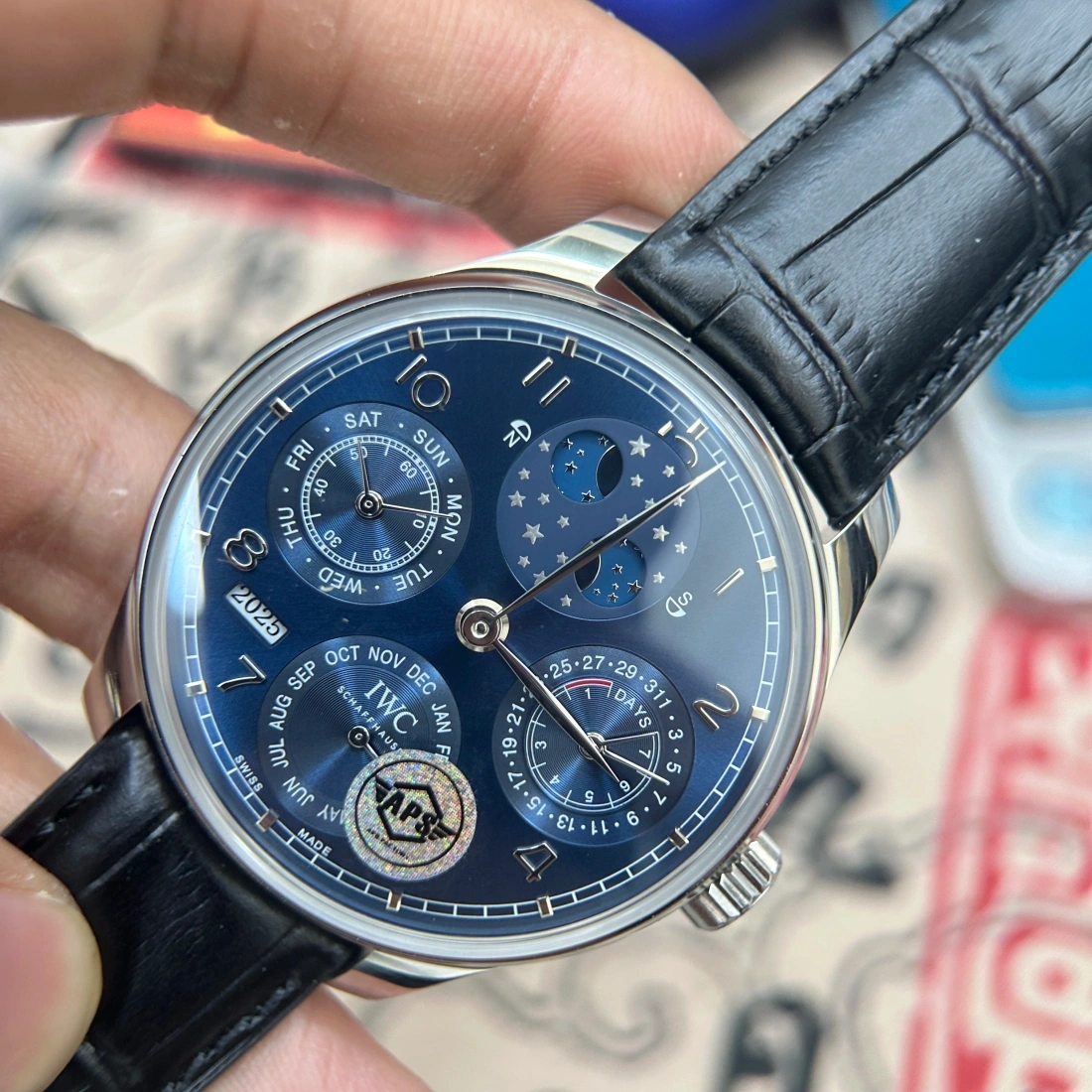 APS廠 IWC 萬國 葡萄牙系列 IW503405 萬年歷 藍面 真功能 香港可面交