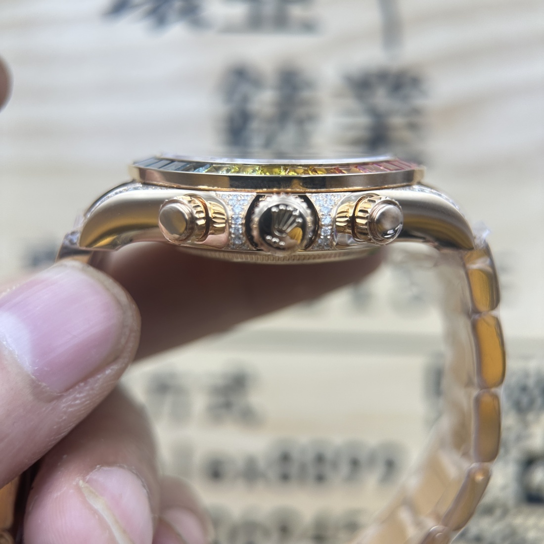環亞 高端改裝 ROLEX DAYTONA 勞力士 迪通拿 彩虹迪 116598 RBOW 包金 方T鉆 南非鉆 代用盤 代用針 包金 4130機芯