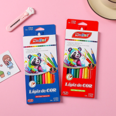 慕慧12色三角杆软木高级芯儿童书写绘画彩铅卡通熊猫彩盒包装