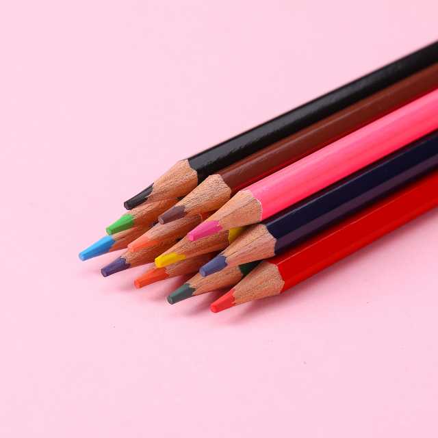 Poste hexagonal de 12 colores Muhui, madera suavizada, núcleo avanzado, escritura y pintura para niños, color plomo, cuatro cajas de colores de dibujos animados