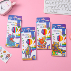 慕慧12色六角杆软木高级芯儿童书写绘画彩铅四色卡通彩盒包装