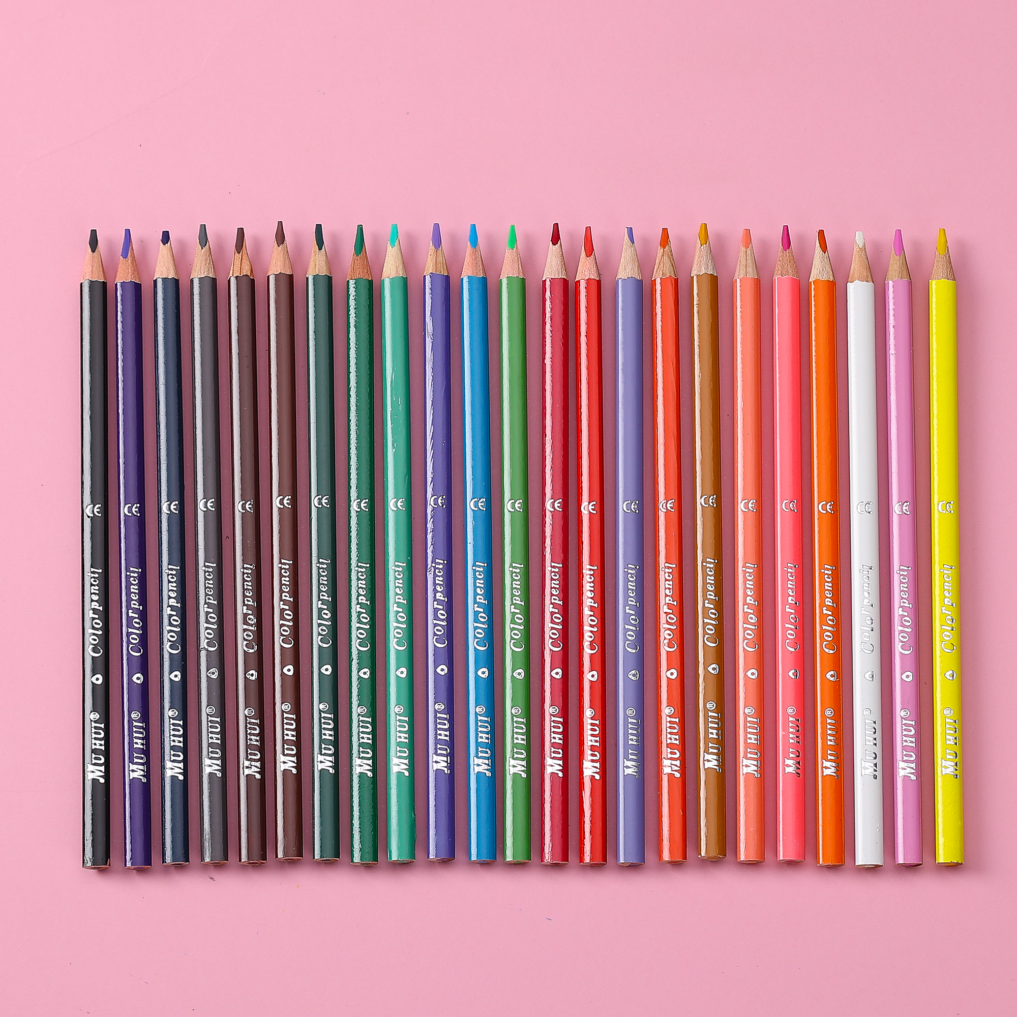 Muhui 24 color triangular pole softened wood advanced core children's writing and painting color lead cartoon animal color box packaging