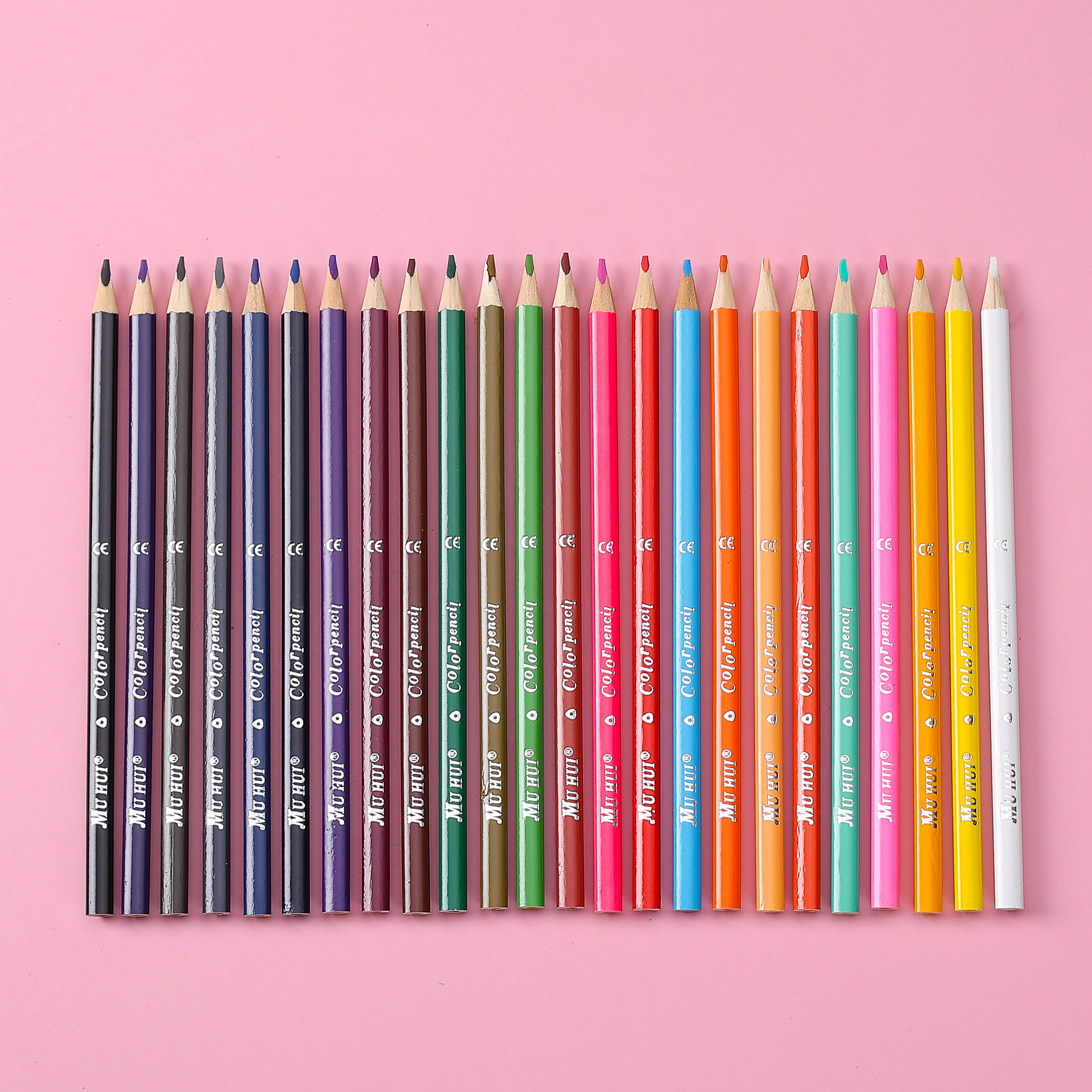 Poste hexagonal de 24 colores Muhui, madera suavizada, núcleo avanzado, escritura y pintura para niños, color plomo, cuatro cajas de colores de dibujos animados