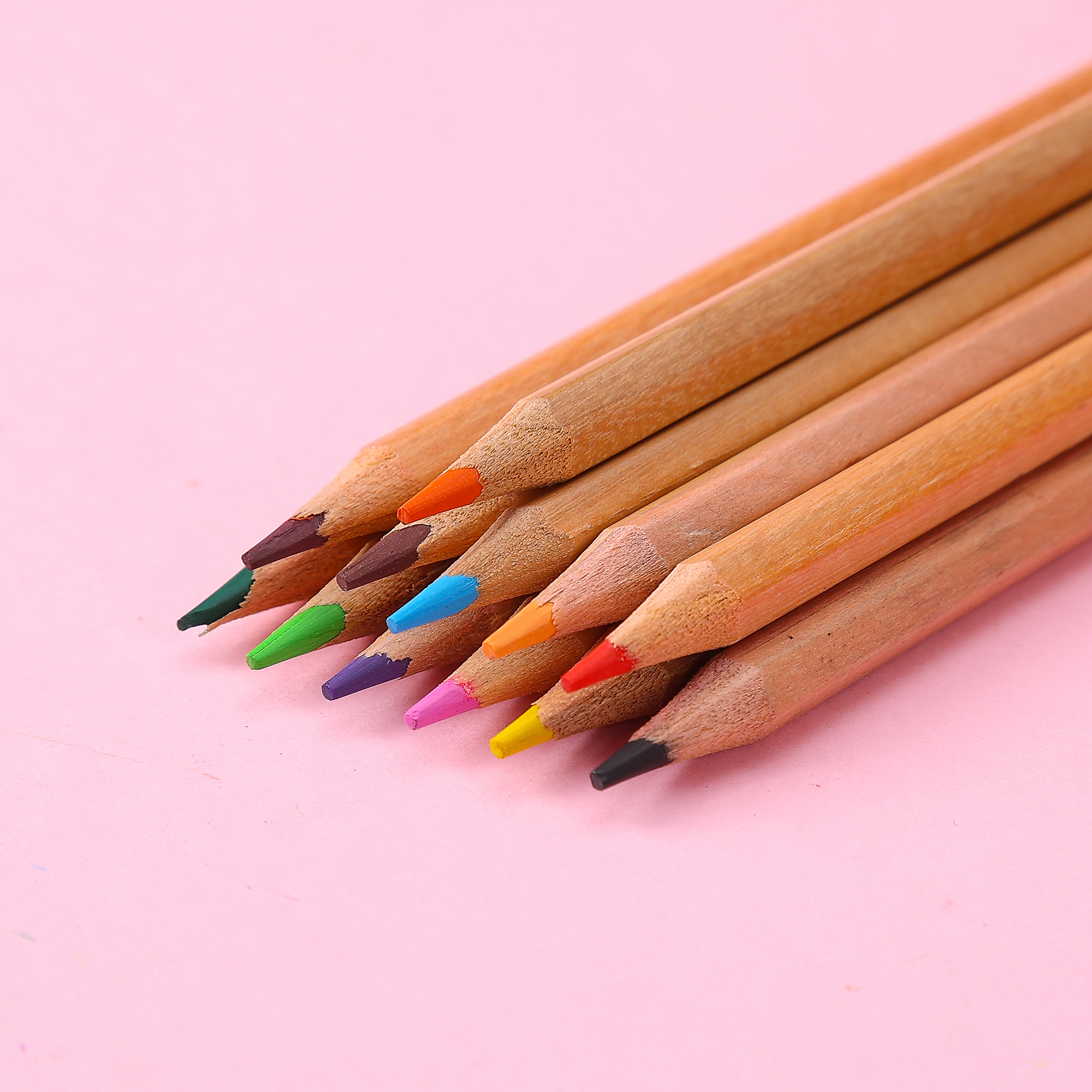Muhui 12 color hexagonal pole softened wood premium core natural wood color children's writing painting color lead