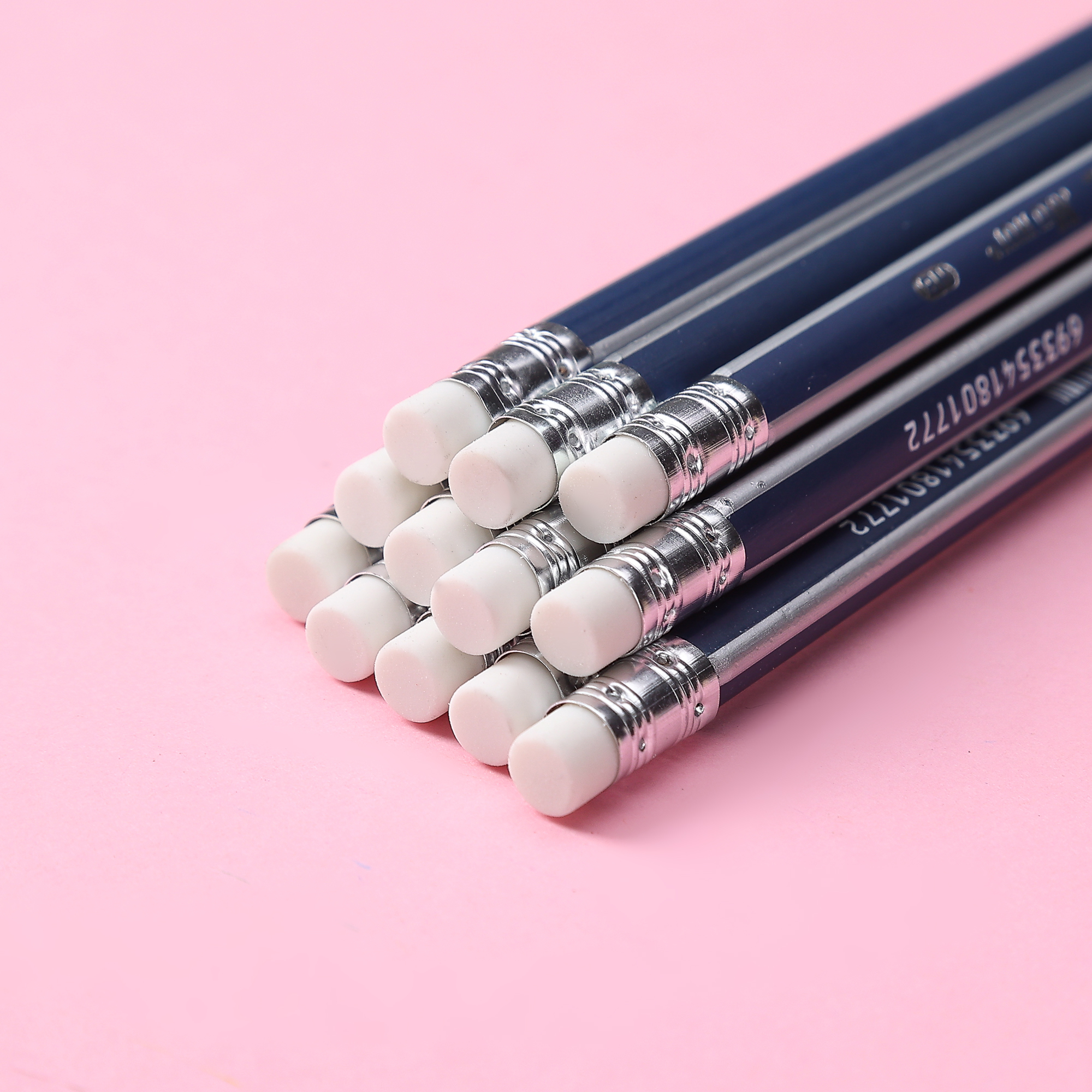 Muhui HB Softened Wood Hexagonal Rod Pulling Leather Head Pencil 12 Paper Boxes